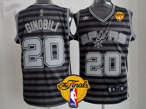 Black/Grey Spurs #20 Manu Ginobili Groove Finals Patch Stitched NBA Jersey